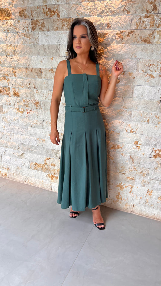 Conjunto Blusa e Saia Midi Vintage PIS - Verde 5592