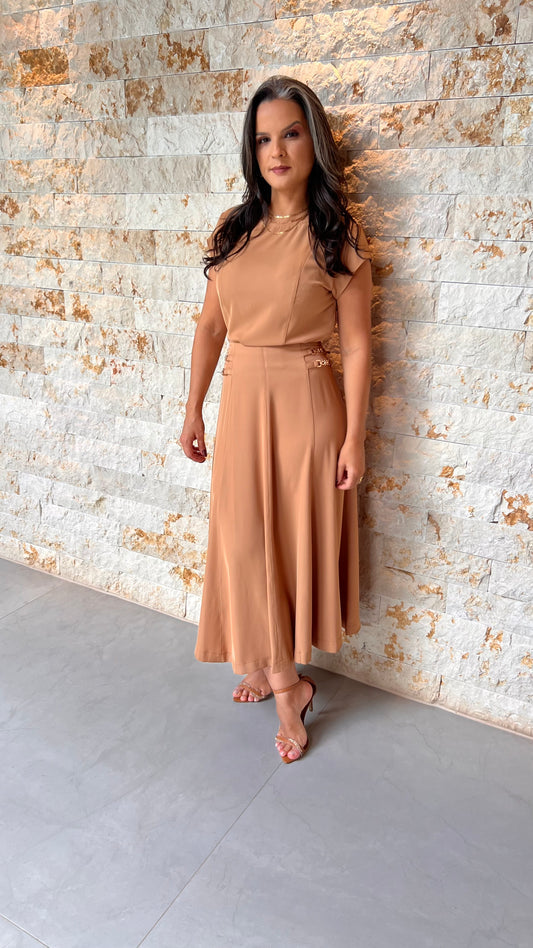 Conjunto Saia Blusa Midi - Caramelo 5582
